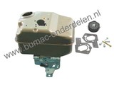 Benzinetank voor Briggs en Stratton Motor van 3 T/m 5 Pk met Horizontale Krukas op Kooimaaier, Verticuteermachine, Kantensnijder, Veegmachine, Tuinfrees, Generator, Houtversnipperaar, Aggregaat, Hakselaar, Hakfrees Brandstoftank