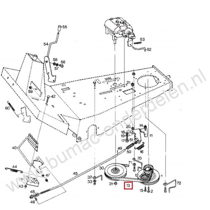 V snaar voor Aandrijving van de Hydrostaat - Versnellingsbak bij Stiga - Castel Garden - Mountfield - Zitmaaiers - Frontmaaiers