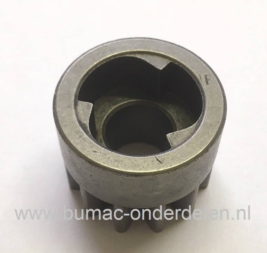 Rondsel Rechts voor Grasveger 14-002 Tandwiel voor Bladveger, Mosveger achter Zitmaaier, Quad, Frontmaaier