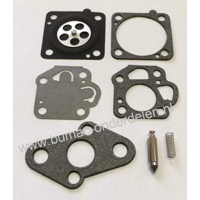 Membraan Reparatieset voor Nikki Carburateur op o.a. Mitsubishi, Toro, Snapper, Tanaka, Maruyama Bosmaaier Membraanset voor Mitsubishi  T110, T140, T180, T200, Toro, TC1000, TC2000, TC3000, TC3500, TC4000, TC5000, Snapper 210SST, 211ST, 2400SS, 2450  Carb