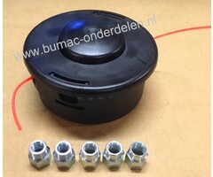 Draadkop TAP-N-GO voor  Stihl, Husqvarna, Jonsered, Echo Bosmaaiers met een Vermogen van 35 cc of Meer, Geleverd met 5 Adapters M10x1,00, M10x1,25, M12x1,5, M12x1,75, M14x1,5 Linkse Draad Stihl FS220, FS240, FS250, FS260, FS260C-E, FS280, FS290, FS310, FS