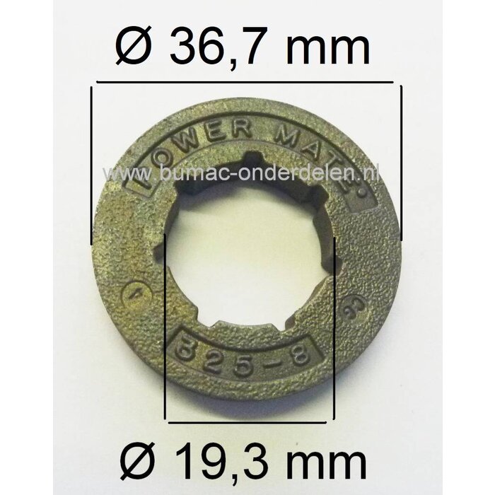 Tandwiel voor Aandrijving van de Zaagketting - Koppelingstrommel op Kettingzaag van Stihl, Husqvarna, Jonsered, Dolmar, Echo, Alko, Stiga, CastelGarden, Oleo Mac, Partner, Mcculloch, Echo, Makita, Hitachi