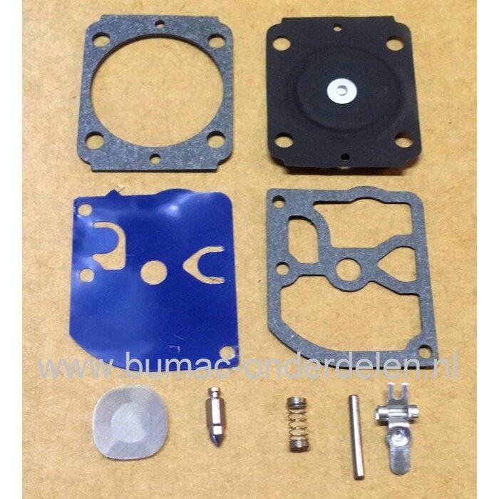 Carburateur Reparatie set voor Stihl Bosmaaier, Bladblazer BG55, BG56, BG66, BG86, FC56, FC70, FS40, FS50, FS56, FS70, HT56, KM56, SH56, SH86  met een Zama C1M-S141 Carburator, Membraanset, Dichting, Pakking set