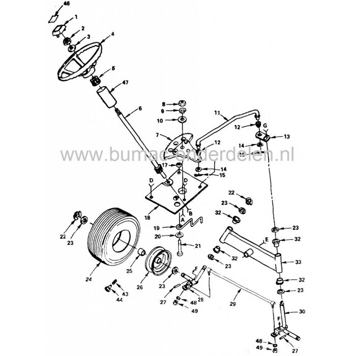 Tandheugel Husqvarna - AYP - Jonsered - Partner - Mc Culloch - Wizard - Lazer - Yardpro, Zitmaaier - Frontmaaier - Tuintrekker, 532102787, 102787X, F010711, 532-1027-87
