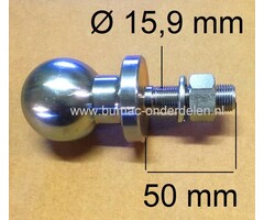 Trekhaakkogel Recht voor Zitmaaier, Frontmaaier, Tuintrekker, Quad Kogel 50 mm Lengte 120 mm Aansluiting 15,9 mm Kogel Koppeling, Kogeltrekpen, onderdeel