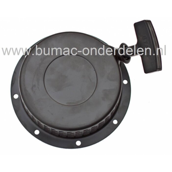 Yanmar Handstarter compleet met stalen huis en aandrijfring Ø80 mm, geschikt voor Yanmar L90, L100 en 186F dieselmotoren – onderdeel toepasbaar op generatoren, trilplaten, aggregaten, tuinfrezen en houtversnipperaars