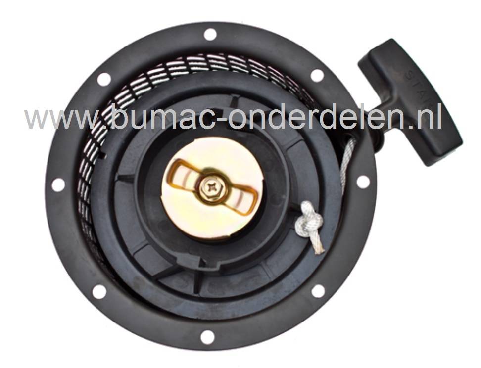 Yanmar Handstarter compleet met stalen huis en aandrijfring Ø80 mm, geschikt voor Yanmar L90, L100 en 186F dieselmotoren – onderdeel toepasbaar op generatoren, trilplaten, aggregaten, tuinfrezen en houtversnipperaars