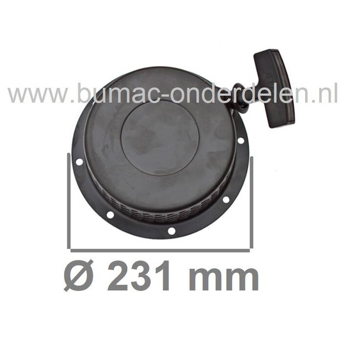 Yanmar Handstarter compleet met stalen huis en aandrijfring Ø80 mm, geschikt voor Yanmar L90, L100 en 186F dieselmotoren – onderdeel toepasbaar op generatoren, trilplaten, aggregaten, tuinfrezen en houtversnipperaars