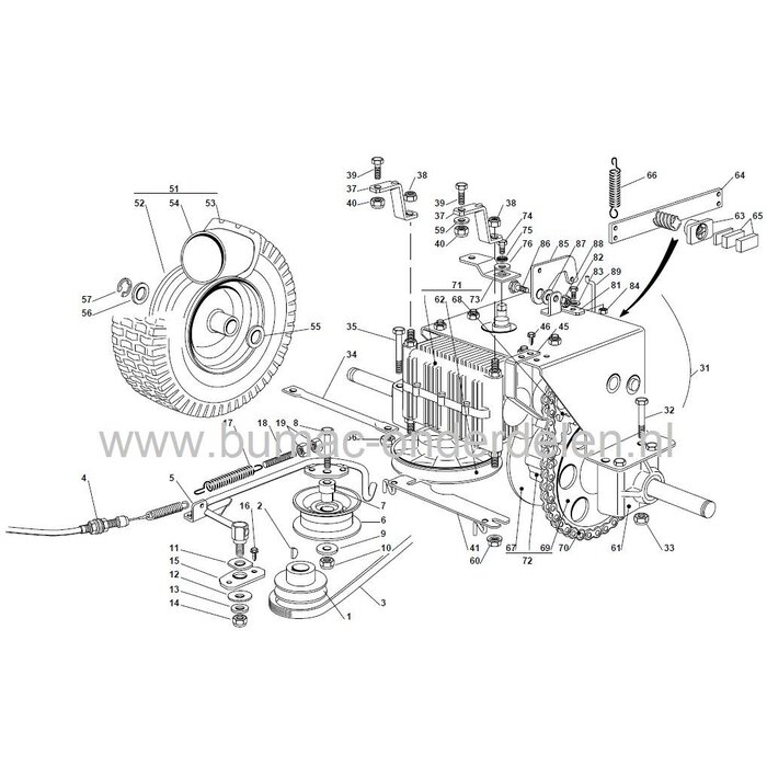 Tandwiel 8 Tands Spline voor Ketting Castelgarden - Stiga - Alpina - Mountfield, Zitmaaier - Frontmaaier - Tuintrekker
