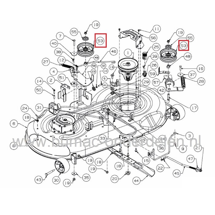 Poelie voor Maaidek van MTD, Bolens, Cub Cadet, Yardman, Wolf, White, Etesia Zitmaaiers, Tuintrekkers, Zero Turnmaaiers, V snaar Poelie, Riemschijf voor Aandrijving van het Maaidek, de Maaimessen bij Mtd Zitmaaiers, Zero Turn Maaiers, Pouly, Riemschijf