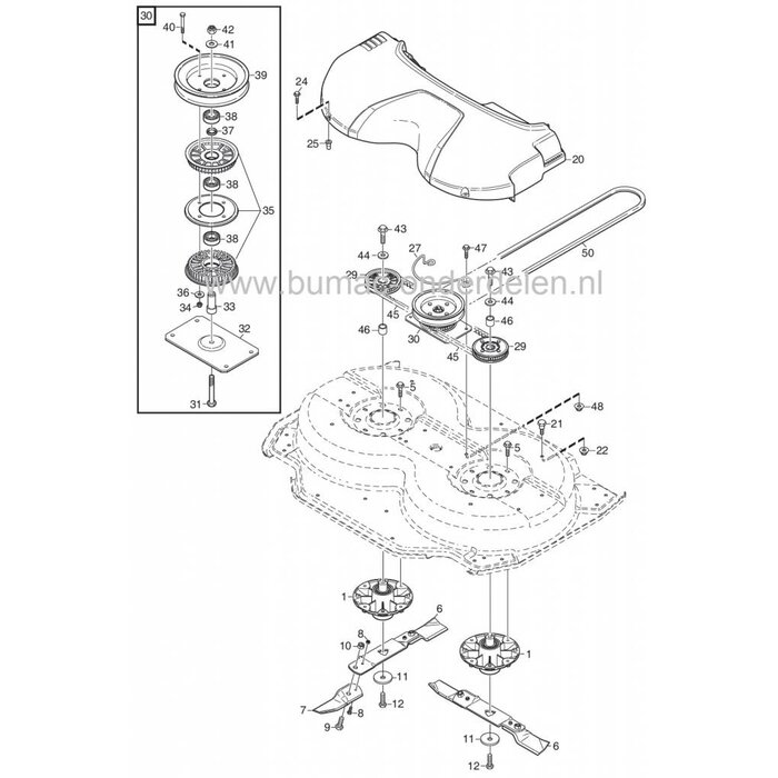 Getande Poelie Stiga Park 95C en 105C, Castelgarden - Mountfield - Alpina, Frontmaaier