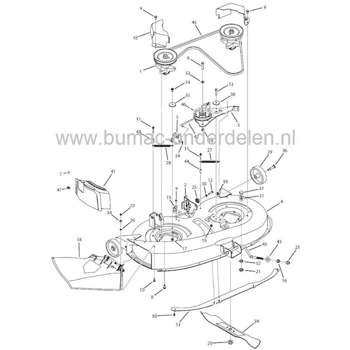 Veer voor Spanpoelie MTD - Bolens - Cub Cadet - Wolf - White - Yardman, Zitmaaier - Frontmaaier - Tuintrekker, Mtd 175/107 - P160HG - 175-107, 13AN763G615