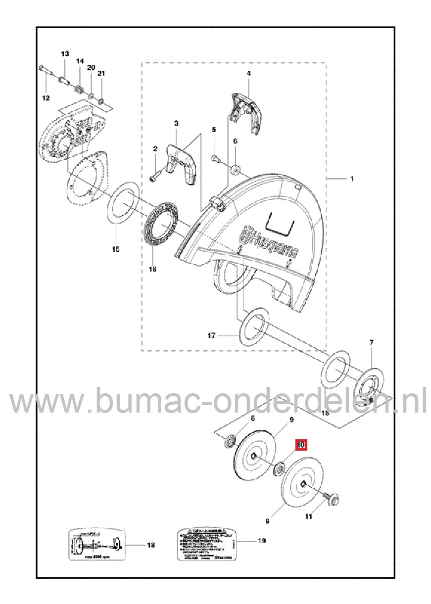 Verloopring  Ø 20 mm voor Husqvarna, Jonsered, Partner Motorslijpers, Doorslijpmachines, Bus voor HUSQVARNA 268K, 272K, 3120K EPA, 371K EPA, 375K EPA, K30, K40, K750, K760, K770, K950, K960, KV960, K970, K1250, K1260, K1270, K2500, K3000, Electrolux