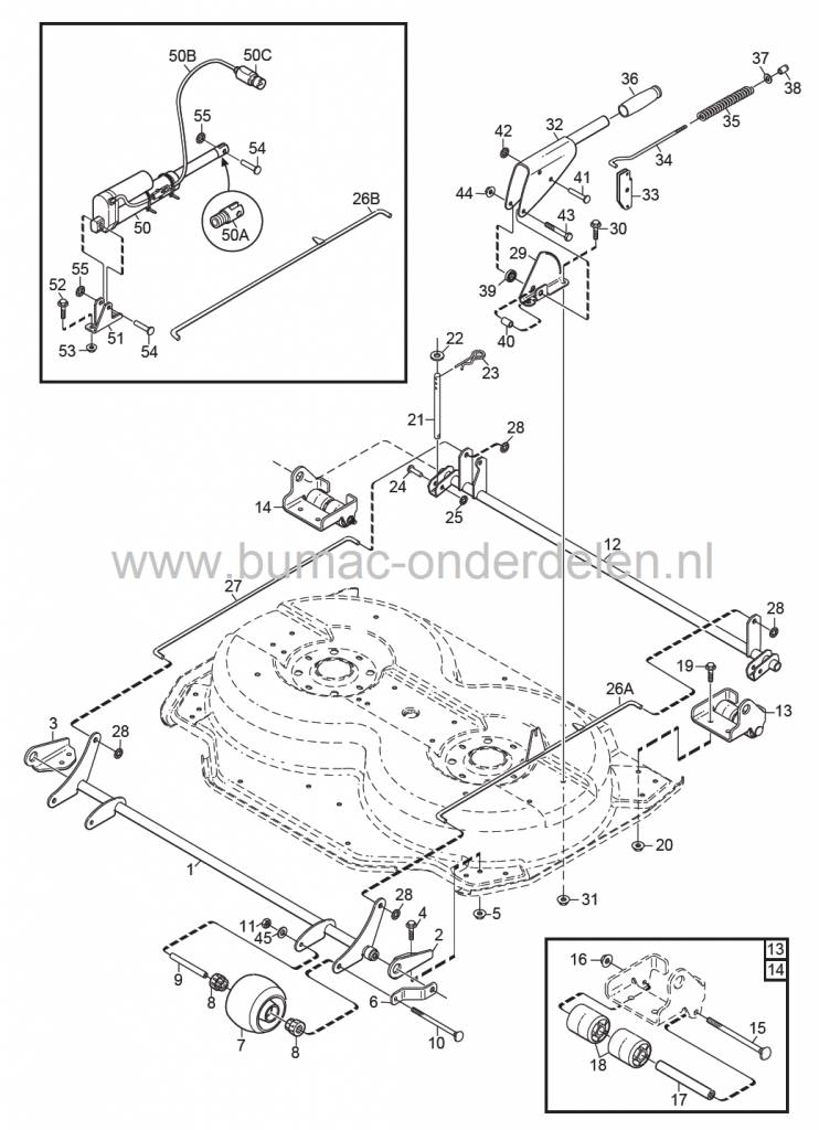 Steunwiel voor Stiga Ready 85 Combi - Villa 85 Combi - Villa 95 Combi - Park 95 Combi en 4WD - Park 105 Combi en 4WD, Castelgarden, Mountfield, Maaidek Steun Wiel, Castel Garden, Frontmaaiers