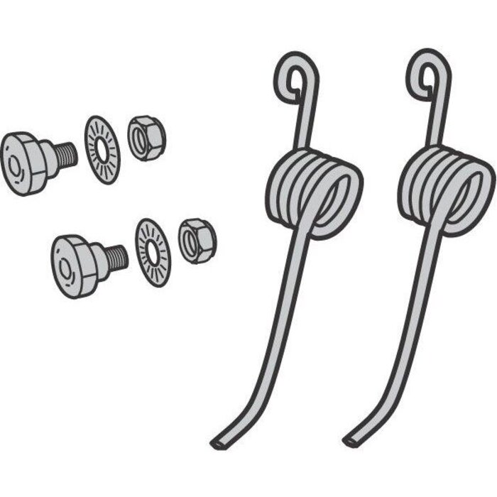Verticuteer Set van 2 Veren en Bevestigings Bouten, voor Verticuteermes op Grasmaaier - Benzinemaaier - Loopmaaier - Gazonmaaier - Cirkelmaaier, onderdeel