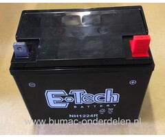 Accu 12 V - 24 Ampere Onderhoudsvrije voor Zitmaaier, Frontmaaier, Tuintrekker, Bobcat Accu, Batterij met + Pool Rechts met de Accupolen naar je toe