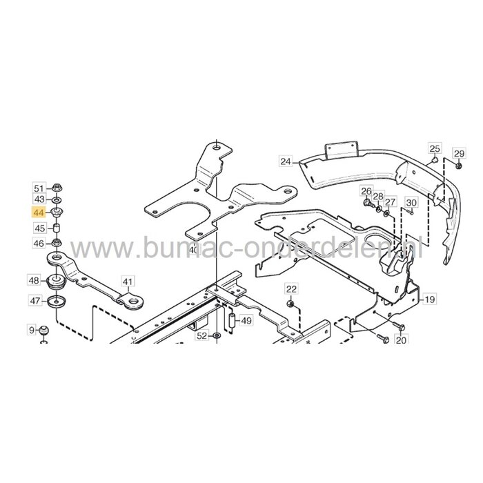 Motorrubber - Trillingdemper voor Stiga - Castelgarden - Mountfield - Alpina Grasmaaiers, Rubber tussen Motor en Maaidek van Mulcher, Multiclip Grasmaaier, Frontmaaier Motor ophangrubber, 531PD, 532PD, Exel 50, 55, M60PD, M63PD, MC534TR, Multiclip 50, 53,