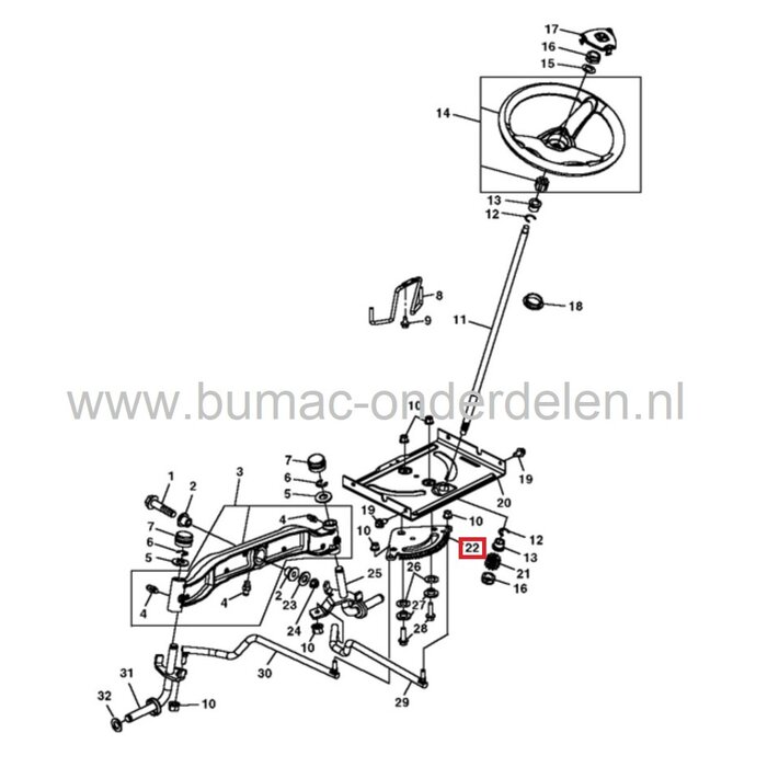 Tandheugel voor John Deere L100, L105, L107, L108, L110, L111, L118, L120, L130 Zitmaaiers, Tuintrekkers, Minitractoren, JOHNDEERE Stuursegment, Stuurinrichting Johndeere, Sabo, Sabre, onderdeel