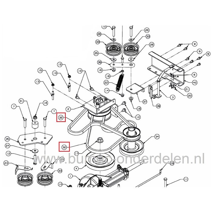V snaar voor Rijaandrijving van MTD, White, Wolf, Gutbrod Zitmaaiers Riem voor Aandrijving van de Wielen, Versnellingsbak bij onder andere Mini Rider 60E, Mastercut 60, Jolly 60, A6065E
