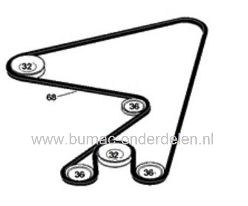 Zeskantsnaar AA108 Husqvarna, Mc Cullogh, Partner, Jonsered, Wizard, Lazer, Viking Zitmaaier, Tuintrekker met 97 cm Maaidek Viking MT6112, MT6112C Husqvarna CT141, CTH140 Twin, CTH141, CTH171, CTH2038, Lazer LZ145H97RBK Snaar Maaidek, Messen Aandrijving