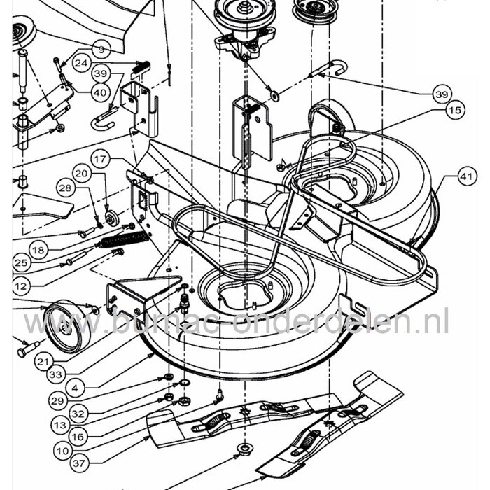 V snaar voor Aandrijving Maaidek, Maaimessen bij MTD - Wolf - Yardman - White - Bolens - Zitmaaiers, Maaidek 36" (92 cm)