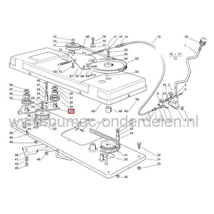 Poelie Spanplaat op Maaidek voor Castelgarden, Honda 102 en 122 Cm Maaidek, Zitmaaiers, Tuintrekkers, GGP Pouly Steunplaat TC102, TCP102 Hydro, TCR122, TCB122 Hydro, Twin Cut 102 en 122 cm, CASTELGARDEN, STIGA, ALPINA, MOUNTFIELD, Spanplaat, onderdeel