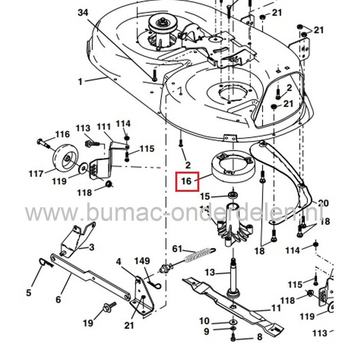 Steunring voor Lagerhuis op Maaidek van Husqvarna, Jonsered, Lazer, AYP, Wizard, Yardpro, Partner Zitmaaier Beschermring