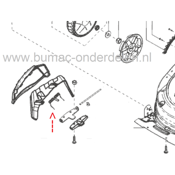 Veer voor Zijklep van Alko, Solo en Brill Grasmaaier Highline 525 SP, 525 SP-A, 526 VSI, 51.6 SP Plus Grasmachine Veer voor Zijuitworpklep onderdeel