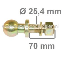 Trekhaakkogel Recht voor Zitmaaier, Frontmaaier, Tuintrekker, Quad Kogel 50 mm Lengte 140 mm Aansluiting 25,4 mm Kogel Koppeling , Kogeltrekpen