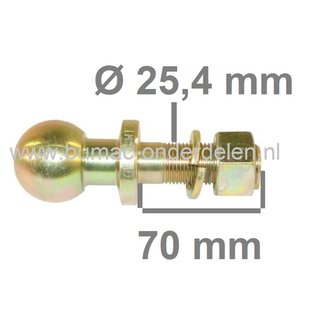 Trekhaakkogel Recht voor Zitmaaier, Frontmaaier, Tuintrekker, Quad Kogel 50 mm Lengte 140 mm Aansluiting 25,4 mm Kogel Koppeling , Kogeltrekpen