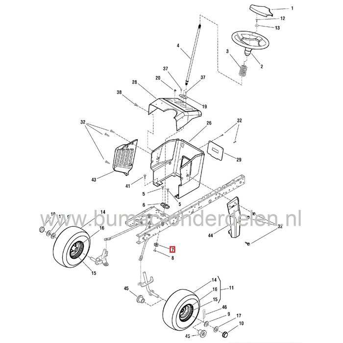 Stuurtandwiel 12 Tands voor Murray, Noma, Simplicity, Snapper, Ariëns Zitmaaiers, Tandwiel 12-T voor Stuurinrichting Tuintrekkers onderdeel