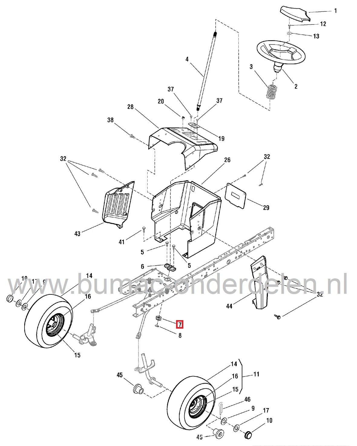 Stuurtandwiel 12 Tands voor Murray, Noma, Simplicity, Snapper, Ariëns Zitmaaiers, Tandwiel 12-T voor Stuurinrichting Tuintrekkers onderdeel