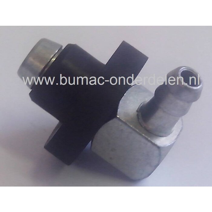 Fitting met Afdichtingsrubber voor Benzineslang van 6,35 mm, Stiga Villa - Stiga Ready - Bolens - MTD - Castelgarden - Mountfield - Husqvarna - Wolf, Zitmaaier - Frontmaaier