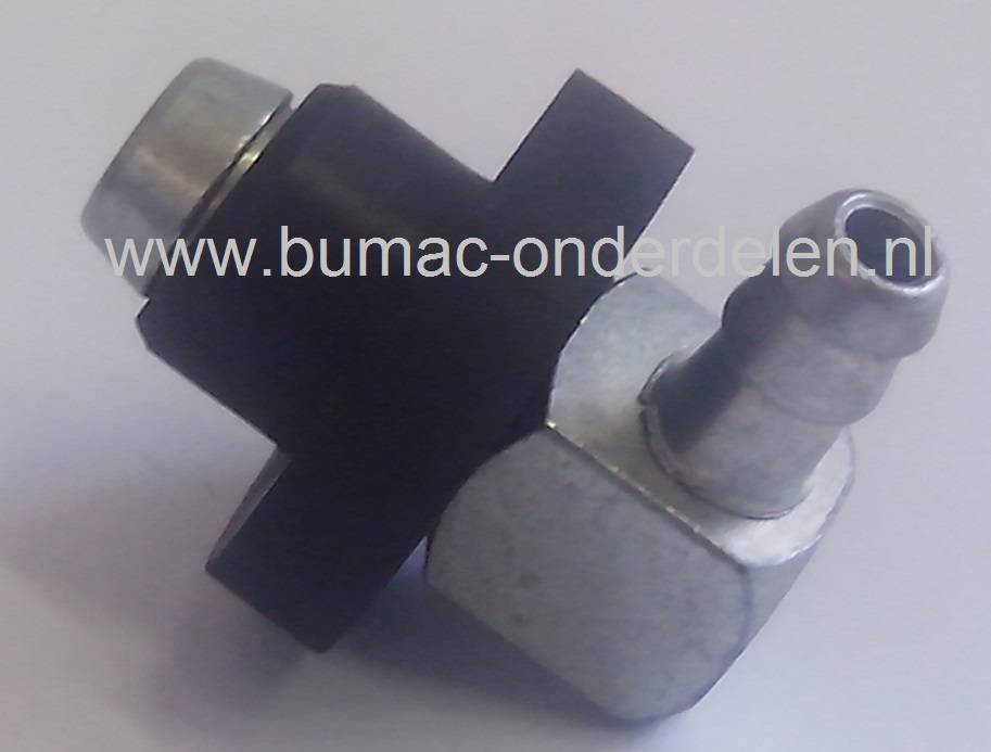 Fitting met Afdichtingsrubber voor Benzineslang van 6,35 mm, Stiga Villa - Stiga Ready - Bolens - MTD - Castelgarden - Mountfield - Husqvarna - Wolf, Zitmaaier - Frontmaaier