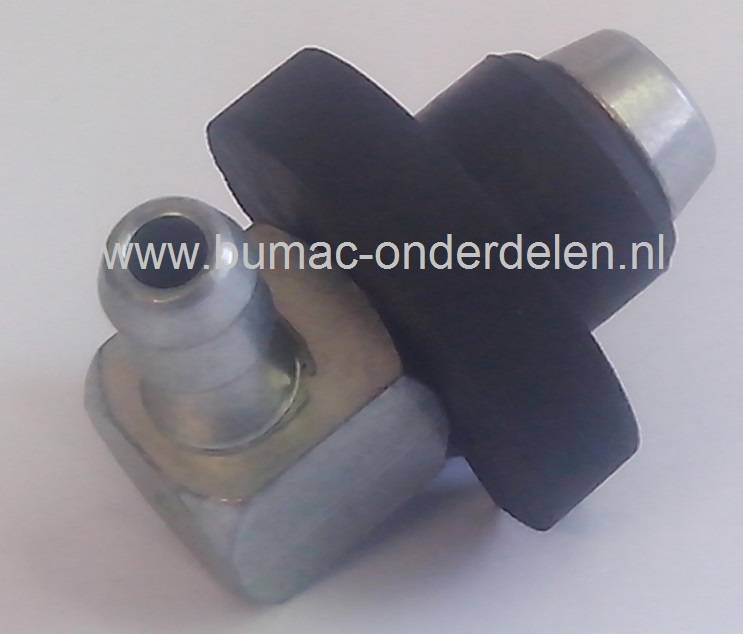 Fitting met Afdichtingsrubber voor Benzineslang van 6,35 mm, Stiga Villa - Stiga Ready - Bolens - MTD - Castelgarden - Mountfield - Husqvarna - Wolf, Zitmaaier - Frontmaaier