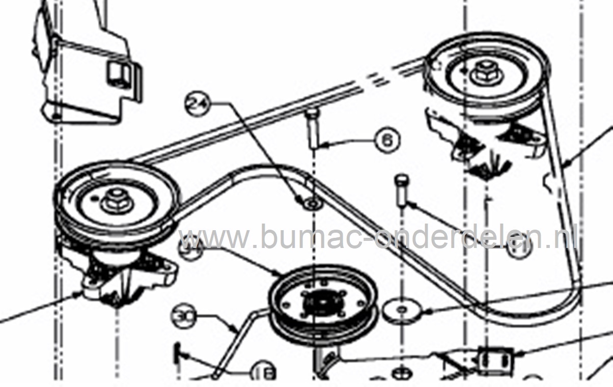 V snaar Maaidek MTD - Bolens - Wolf - Cub Cadet - Yardman - White, Zitmaaier - Frontmaaier - Tuintrekker, Mtd Serie 700 - 12/96 - 12-96, 13AC762F729, 13AH762F600