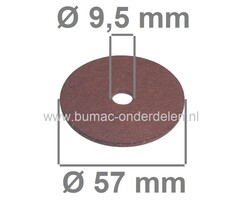 Fiberring 9,5x57x1,6 mm voor oa Bevestigen van Maaimessen bij Grasmaaiers, Gazonmaaiers, Loopmaaiers, Zitmaaiers, Frictieschijf, Opvulschijf, Klemplaat, Fiberschijf, Sluitring, Opvulplaat voor Monteren Grasmaaiermes