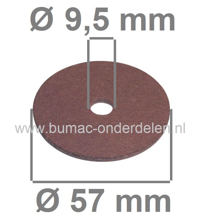Fiberring 9,5x57x1,6 mm voor oa Bevestigen van Maaimessen bij Grasmaaiers, Gazonmaaiers, Loopmaaiers, Zitmaaiers, Frictieschijf, Opvulschijf, Klemplaat, Fiberschijf, Sluitring, Opvulplaat voor Monteren Grasmaaiermes