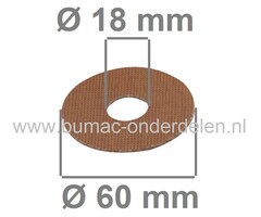 Fiberring 18x60x1,5 mm voor oa Bevestigen van Maaimessen bij Grasmaaiers, Gazonmaaiers, Loopmaaiers, Zitmaaiers, Frictieschijf, Opvulschijf, Klemplaat, Fiberschijf, Sluitring, Opvulplaat voor Monteren Grasmaaiermes, Castelgarden, Mac Garda