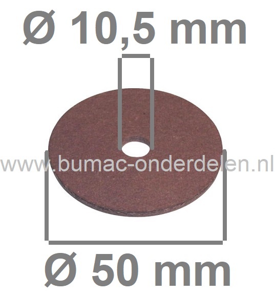 Fiberring 10,5x50x1,6 mm voor oa Bevestigen van Maaimessen bij Grasmaaiers, Gazonmaaiers, Loopmaaiers, Zitmaaiers, Frictieschijf, Opvulschijf, Klemplaat, Fiberschijf, Sluitring, Opvulplaat voor Monteren Grasmaaiermes