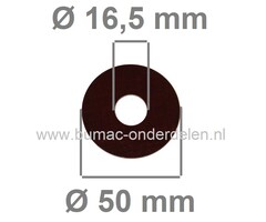 Fiberring 16,5x50x1,5 mm voor oa Bevestigen van Maaimessen bij Grasmaaiers, Gazonmaaiers, Loopmaaiers, Zitmaaiers, Frictieschijf, Opvulschijf, Klemplaat, Fiberschijf, Sluitring, Opvulplaat voor Monteren Grasmaaiermes