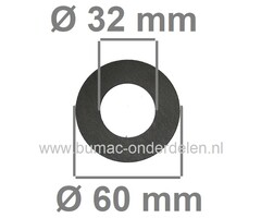 Fiberring 32x60x2 mm voor oa Bevestigen van Maaimessen bij Grasmaaiers, Gazonmaaiers, Loopmaaiers, Zitmaaiers, Frictieschijf, Opvulschijf, Klemplaat, Fiberschijf, Sluitring, Opvulplaat voor Monteren Grasmaaiermes