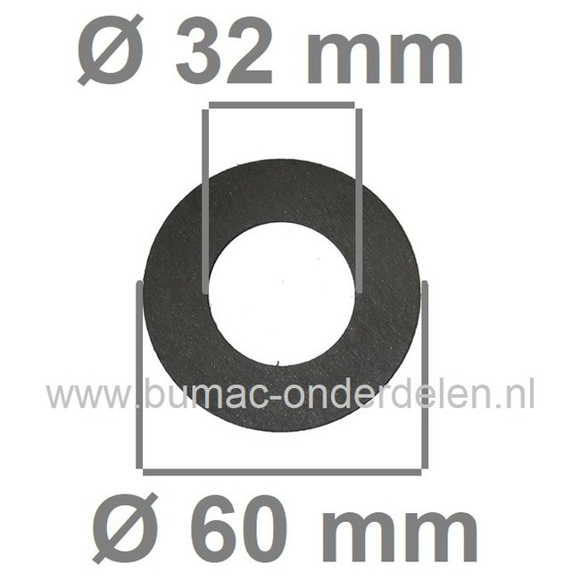 Fiberring 32x60x2 mm voor oa Bevestigen van Maaimessen bij Grasmaaiers, Gazonmaaiers, Loopmaaiers, Zitmaaiers, Frictieschijf, Opvulschijf, Klemplaat, Fiberschijf, Sluitring, Opvulplaat voor Monteren Grasmaaiermes