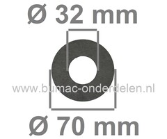 Fiberring 32x70x2 mm voor oa Bevestigen van Maaimessen bij Grasmaaiers, Gazonmaaiers, Loopmaaiers, Zitmaaiers, Frictieschijf, Opvulschijf, Klemplaat, Fiberschijf, Sluitring, Opvulplaat voor Monteren Grasmaaiermes