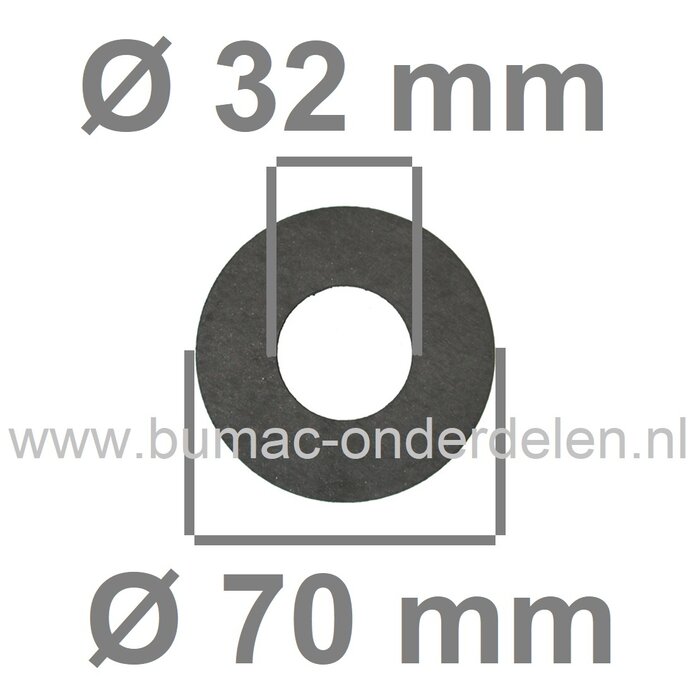Fiberring 32x70x2 mm voor oa Bevestigen van Maaimessen bij Grasmaaiers, Gazonmaaiers, Loopmaaiers, Zitmaaiers, Frictieschijf, Opvulschijf, Klemplaat, Fiberschijf, Sluitring, Opvulplaat voor Monteren Grasmaaiermes