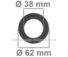 Fiberring 38x62x2 mm voor oa Bevestigen van Maaimessen bij Grasmaaiers, Gazonmaaiers, Loopmaaiers, Zitmaaiers, Frictieschijf, Opvulschijf, Klemplaat, Fiberschijf, Sluitring, Opvulplaat voor Monteren Grasmaaiermes