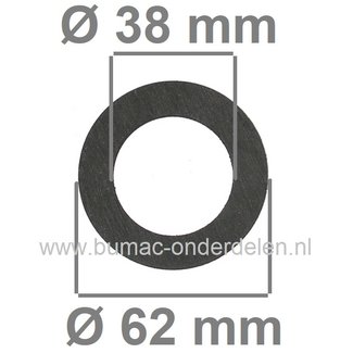 Fiberring 38x62x2 mm voor oa Bevestigen van Maaimessen bij Grasmaaiers, Gazonmaaiers, Loopmaaiers, Zitmaaiers, Frictieschijf, Opvulschijf, Klemplaat, Fiberschijf, Sluitring, Opvulplaat voor Monteren Grasmaaiermes