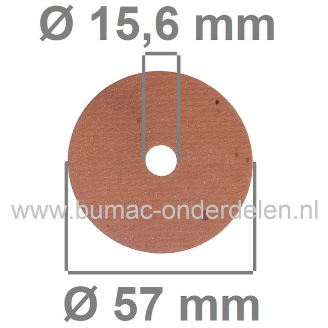 Fiberring 15,6x57x1,6 mm voor oa Bevestigen van Maaimessen bij Grasmaaiers, Gazonmaaiers, Loopmaaiers, Zitmaaiers, Frictieschijf, Opvulschijf, Klemplaat, Fiberschijf, Sluitring, Opvulplaat voor Monteren Grasmaaiermes