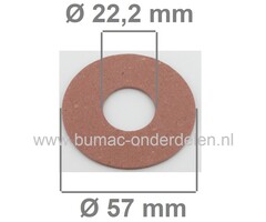 Fiberring 22,2x57x1,6 mm voor oa Bevestigen van Maaimessen bij Grasmaaiers, Gazonmaaiers, Loopmaaiers, Zitmaaiers, Frictieschijf, Opvulschijf, Klemplaat, Fiberschijf, Sluitring, Opvulplaat voor Monteren Grasmaaiermes