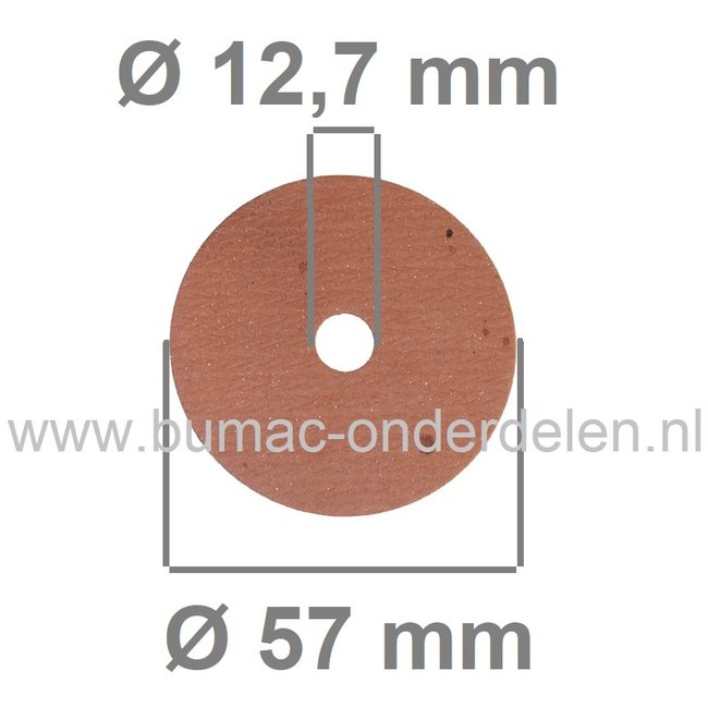 Fiberring 12,7x57x1,6 mm voor oa Bevestigen van Maaimessen bij Grasmaaiers, Gazonmaaiers, Loopmaaiers, Zitmaaiers, Frictieschijf, Opvulschijf, Klemplaat, Fiberschijf, Sluitring, Opvulplaat voor Monteren Grasmaaiermes